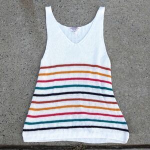 Andree by Unit Rainbow Stripe Loose Knit Sweater Tank Top Size S Boho Cottagecor